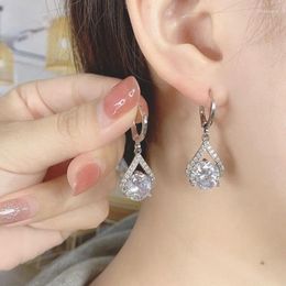 Dangle Earrings Accessories For Women Grey Round Crystal Zircon Wedding Party Anniversary Gift Jewelry