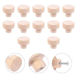 Handles Pulls 1220pcs 35x25mm Wood Round Pull Knobs Natural Wooden Cabinet Drawer Wardrobe Cupboard Shoebox Home Accessory 230410