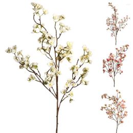 Decorative Flowers Artificial Cherry Peach Blossom Simulation Flower Fake Silk DIY Long Bouquet Home Wedding Party Decor