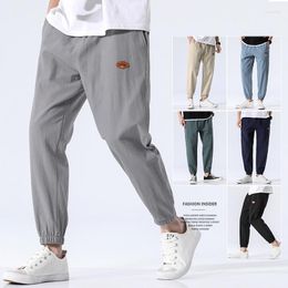 Men's Pants Men Harajuku Streetwear Harem Mens Summer Linen Thin Sweatpants Male Black 4XL Joggers