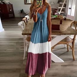 Sexy New Womens Beach Print dress with tapered V-neck halter and Bohemian Skirt Dresses Skirt Big Size S-5XL241D