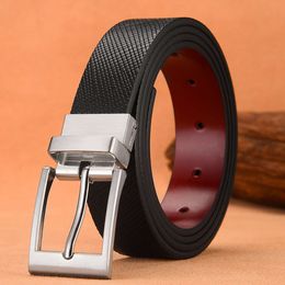 New fashion men's double-sided leather belt Business classic rotary buckle leather belt