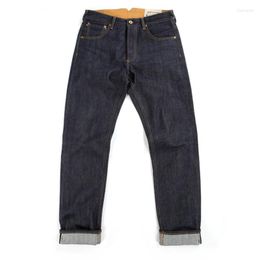 Men's Jeans Men's Vintage Middle-High Waist 15OZ Selvedged Denim Bukleback Straight Pencil Amekaji Cowboy Motorcycle Cargo Pants