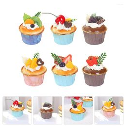 Party Decoration 6 Pcs Simulation Cake Tabletop Decor Miniatures Model Home Decors Plastic Ornament Christmas Toys