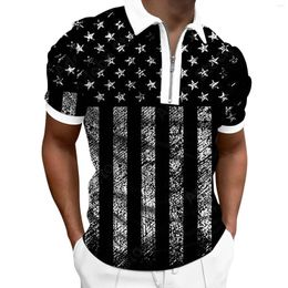 Men's T Shirts Mens 3D Digital Printing Lapel Zipper Short Sleeve Shirt Casual Fashion Jacket Long With Pocket