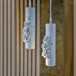 Pendant Lamps Bedroom Bedside Chandelier Nordic Resin Rose Tube Spotlight Clothing Store Restaurant Service Bar Lamp