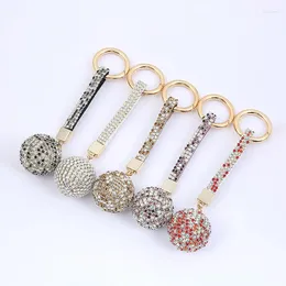 Keychains Fancy&Fantasy Strass Rhinestone High Quality Leather Strap Crystal Ball Car Keychain Charm Pendant Key Ring For Women