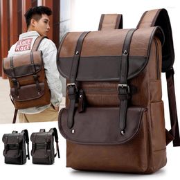 Backpack Vintage Laptop Leather Backpacks For School Bags Men PU Travel Leisure Large Capacity Waterproof Students Schoolbags