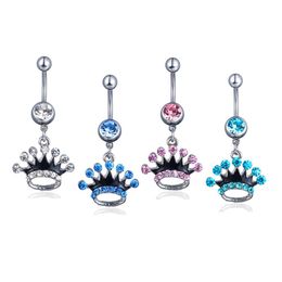 Navel Bell Button Rings D0149 Crown Style Belly Ring 4 Colours 14Ga 10Mm Length 20 Pcs Fashion Piercing Body Jewellery Drop De Dhgarden Ot6Ie