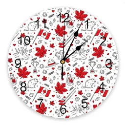 Wall Clocks Canadian Flag Beaver Large Kids Room Silent Watch Office Home Decor 10 Inch Hanging Gift