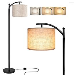 Floor Lamps Lamp For Living Room LED 4 Color Temperature Bulb Modern Standing With Linen Lampshade Bedroom