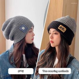 Berets Fashion Double Sided Wearable Beanie For Women Autumn Winter Soft Thicken Knit Warm Pullover Caps Outdoor Windproof Hip Hop Hat