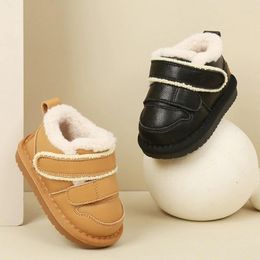 Boots 0-3years Children Snow For Girls Boys Solid Warm Velvet Winter Shoes Toddler Kids Microfiber Leather Casual