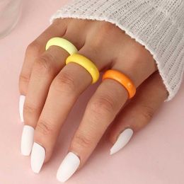 Band Rings 3pcs Korean Style Cute rylic Resin Fidget Ring Set for Women Girl Party Jewelry Fashion Geometric Rings Aestethic cessories P230411