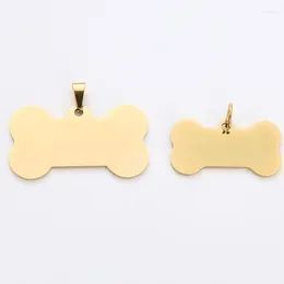 Dog Tag Polished Golden Plated Bone Shaped Cat Tags Stainless Steel Engraved Blank Id