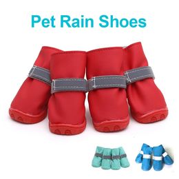 Pet Protective Shoes PU Leather Dog Shoes Pet Rain Shoes For Small Medium Dogs Warm Anti-slip Waterproof Reflective Pets Dog Cat Snow Rain Boots 231110
