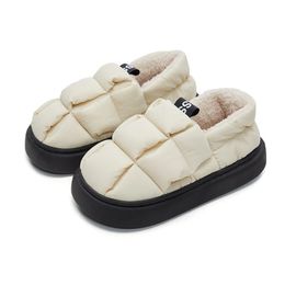 Slippers UTUNE Winter Women Boots Thick Sole PU Plush Home Men Slipper Warm Soft Waterproof Indoor Platform Outdoor Shoes Plus Size 29cm 231110