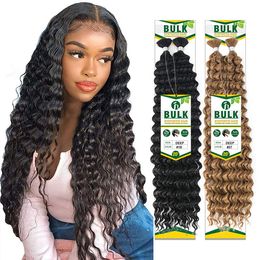 Synthetic Deep Twist Hair Bulk For Boho Box Braids Pre Stretch Deep Wave Braiding No Weft Bulk Hair Extensions