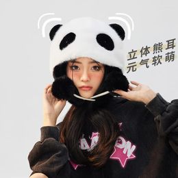 Berets Panda Hat Plush For Women Parent-child Autumn And Winter Original Ear Protection Plus Velvet Thickened Bomber Hats