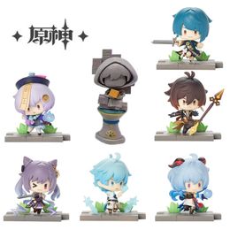 Anime Manga 7pcsset Genshin Impact Figure Liyue Battlefield Heroes Action QiqiMoraxGanyuXingqiuChongyunKeqing Toys 230410