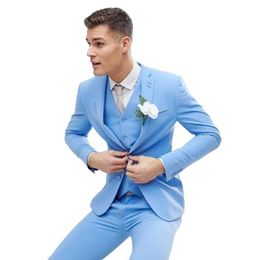 Men's Suits & Blazers Spring Summer Men 3 Pieces (Vest Jacket Pants ) Custom Made Slim Fit Blazer Casual Groomsmen Wedding Suits/Groom Set