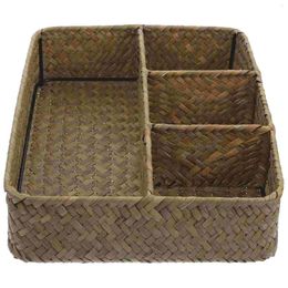 Kitchen Storage Basket Tea Organiser Bags Coffee Table Seagrass Baskets Box Drawer Cattail Holder Condiment Tray