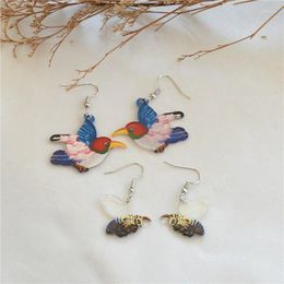 Dangle Earrings European And American Style Simulated Animal Print Sweet Simple Acrylic Bird Bee For Ladies