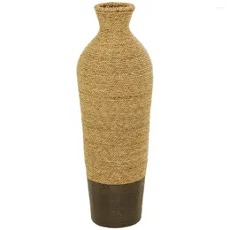 Vases Handmade High Tube Woven Floor Brown Seaweed Vase To Prevent Scratches Furniture Bohemian Flower Pots Polyethylene Material