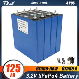 4PCS 3.2V 125Ah Lifepo4 Battery Grade A Brand NEW Lithium Iron Phosphate Cell for PV RV Solar Energy Golf Carts EU US TAX Free