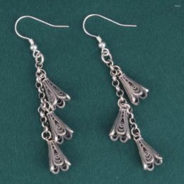 Dangle Earrings Real Pure S925 Sterling Silver Men Women Lucky Chain Trumpet Hat