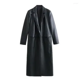 Women's Leather Autumn Black Long Imitation Loose PU Fur Coat European And American Minimalist Fashion Temperament Jacket