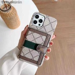 IPhone Case 13 Promax Leather Phone Case Twill Card Holder Armband för iPhone 14 Pro Max Mimi 11 XR XS X 7 8 PULS 6 12 Designer Phonecases1