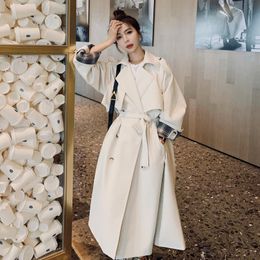 Women's Trench Coats Brand Loose Oversize Double-Breasted Long Coat For Women Duster Windbreaker Lady Outerwear Spring Autumn Clothes