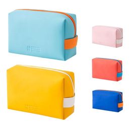 matte leather Makeup Bags Women PU Organiser Cosmetic Bag Candy Colour Waterproof Portable Hanging Toiletry Bag