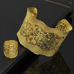 Bangle Copper Dubai Bride Big Bracelet Ring Nigeria Lady Gifts Arabic Luxury Wedding Jewelry Bangles Gold Plating