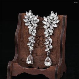 Dangle Earrings Charming White Crystal Gem Drop Long Bridal Earring Woman's Ear Jewelry Vintage Wedding Banquet Accessories
