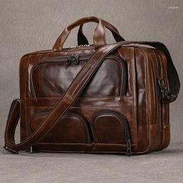 Briefcases Sbirds Real Leather Briefcase Office Working Bag Laptop Bags Genuine 17Inch Brief Case Notebook Travel Handbags