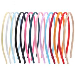 Satin Headband Silk Ribbon Thin 5 mm Craft DIY Fabric Covered Headbands Narrow Plain Headband for Girls Women