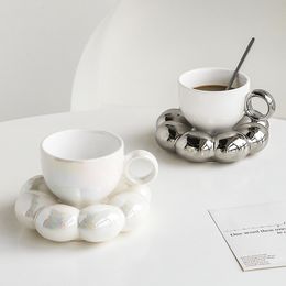 Mugs Cute and Creative Cloud Ceramic Cup Saucer Series Home Breakfast Afternoon Tea Milk Coffee Set Drinking 230411