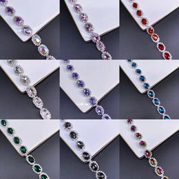 Chokers Qing Family Mixed Color Oval Glass Crystal Cup Chain Sew On Wedding Dress Belt Clothes Shoes Bags Trim DIY Accessorie 231110