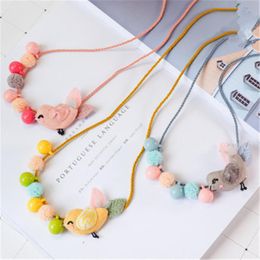 Pendant Necklaces Korean Handmade Cute Cartoon Fabric Bird Wreath Yarn Ball Princess Kids Children Girl Necklace Apparel Accessories-HZPRPen