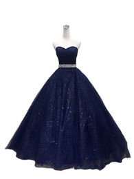 Vestido De Noiva Luxury Navy blue Bling Bling Princess Ball Gown evening prom Dress Plus Size Custom Made Robe De Mariage