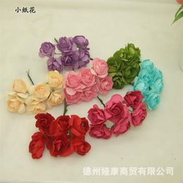 144pcs 3 5cm Imitation Mulberry Paper Flowers DIY Artificial Scrapbooking Rose Bouquet for Garland Corsage Box Wedding Decoration 339K