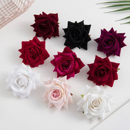 Faux Floral Greenery 100Pcs Flannel Pink Roses Head Scrapbooking Bridal Corsage Accessories Clearance Diy Wedding Home Decortion Artificial Flowers 230410