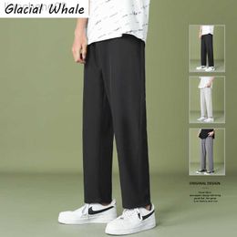 Men's Pants GlacialWhale Men Wide Leg Pants 2022 New Casual Light Weight Joggers Trousers Streetwear Cold Feeling Comfortable Home Pants Men W0411