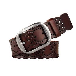 Waist Chain Belts Suspenders Belt cowhide decoration needle buckle paired with fashionable jeans hollowed out belt for women