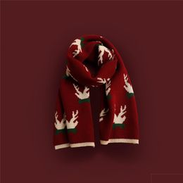 17 Styles Fashion Christmas Knitted Scarf Elk Snowflake Tree Red Wool Lovers Gift Drop Delivery Dhabo