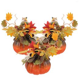 Decorative Flowers 3 Pcs Sunflower Artificial Decor Pumpkin Autumn Ornament Props Decoration