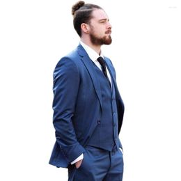 Men's Suits Handsome Blue Men's Evening Dress Prom Toast Business Suit Customise Slim Fits Groom Tuxedos (Jacket Pants Vest Tie) K:152