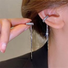 Backs Earrings Crystal Tassel Non-Piercing Cuff Ear Clip Earring For Women Shiny Rhinestone Chain Fake Cartilage Piercing Jewelry Gifts